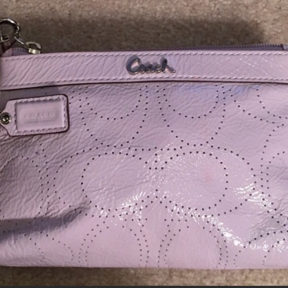 Coach Purple Patented Leather Wristlet NWOT